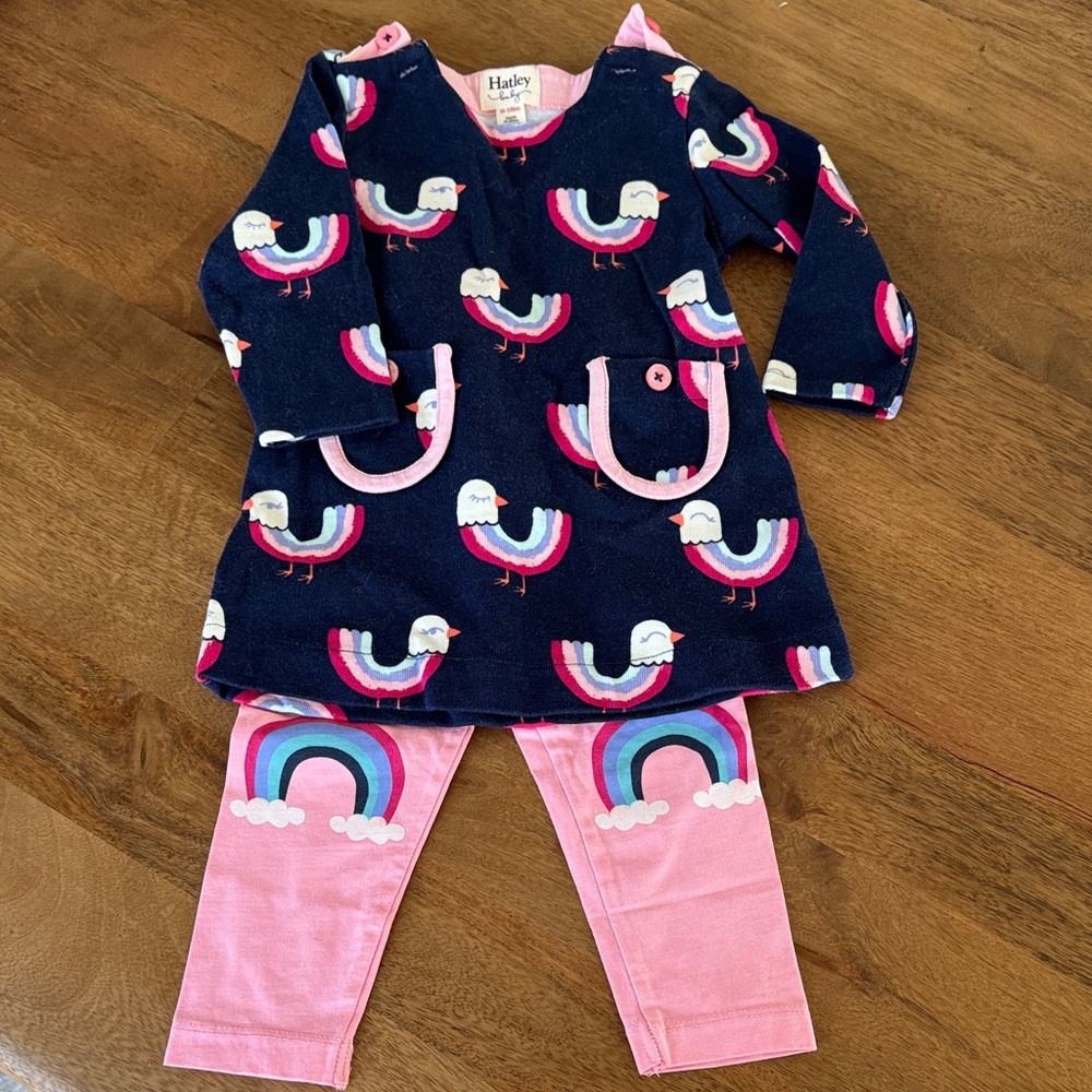 Hatley Baby Pink and Navy Outfit 9-12 months
